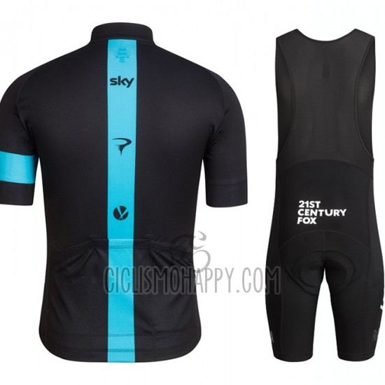 Sky Cycling Jersey Bib Short 2016 Short Sleeve Blue and Black